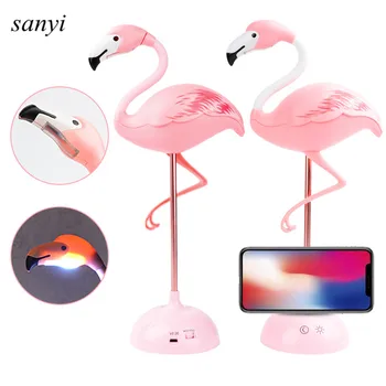 

Touch Sensor Switch Dimmable LED Flamingo Desk Lamp Table Lamp USB Rechargeable Reading Light Phone Holder Gifts Nightlight