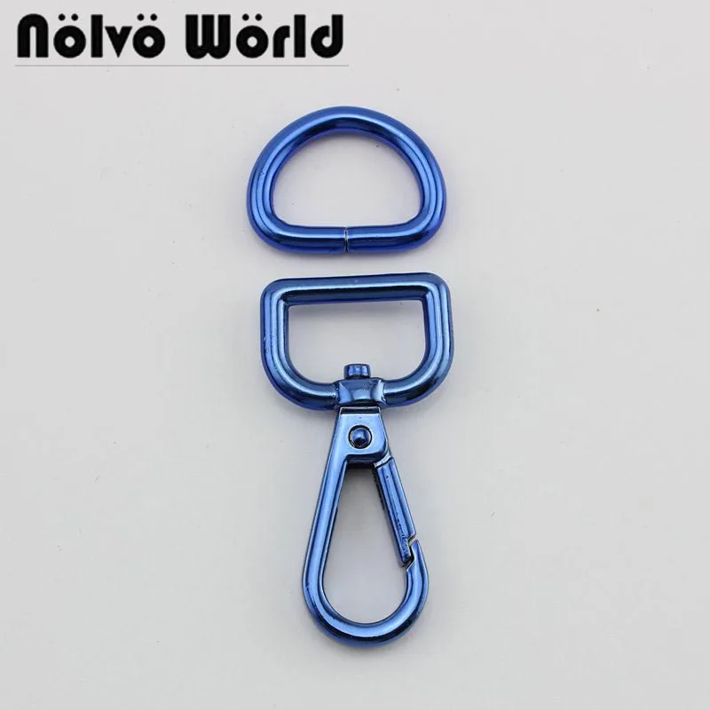 

10-30sets 20mm 3/4" Blue trigger snap hook+D ring,blue swivel clasp hooks hardware hook clas non welded D ring