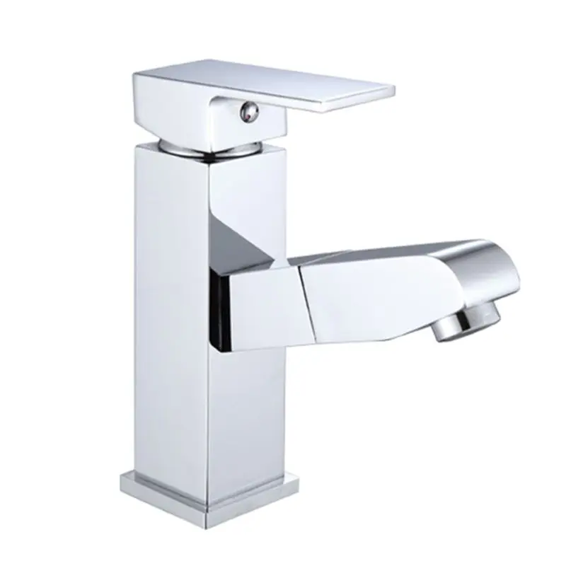 

Basin Faucet Tap Single Handle Chrome Finish Retractable Hole Deck Mounted Wash Hot Cold Mixer Bathroom Kitchen Sink No Water In