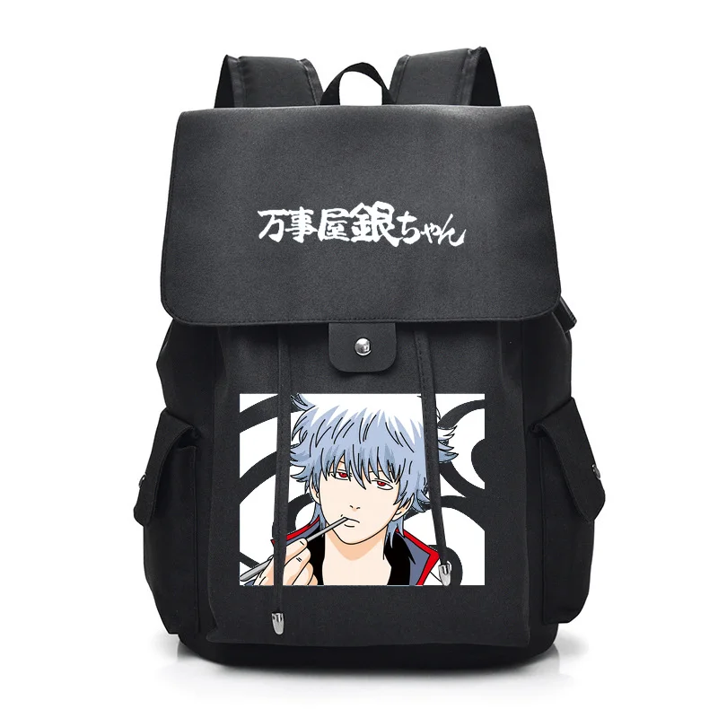 Черный Gintama аниме-рюкзак Тавель для женщин и мужчин Mochila школьный большой емкости рюкзак с usb-портом ноутбук Наплечная школьная сумка рюкзаки - Цвет: Черный