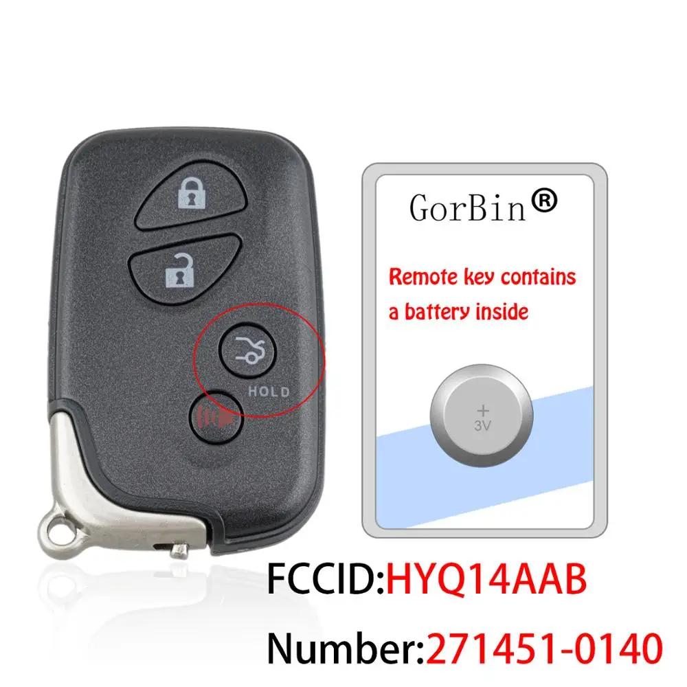 

Smart Remote Car Key for Lexus GS300 GS350 GS430 GS450h LS600h GS460 IS350 IS250 ES350, HYQ14AAB,1551A-14AAB, 271451-0140