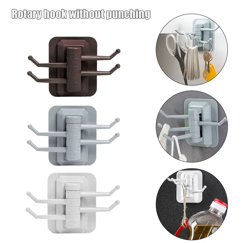 

4-Hook Kitchen Bathroom Wall Rack Towel Rack without Screw and Trackless Hook 1/3PCS 6*7.5CM