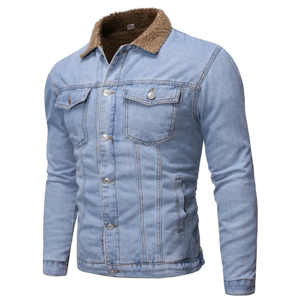 Men's Autumn Winter Button Vintage Denim Jacket Tops Blouse Coat Men's Clothing Long Sleeve Jackets casaco masculino#3