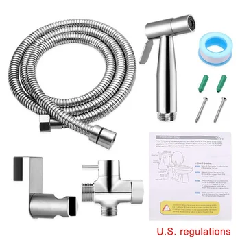 

Handheld Toilet Bidet Sprayer Set Kit Stainless Steel Hand Bidet Faucet For Bathroom Hand Sprayer Shower Head Self Cleaning Tool