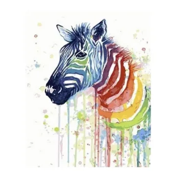 

Watercolor zebra DIY canvas Oil Painting New sight Paint works Paint By Number kit for kitds Adults