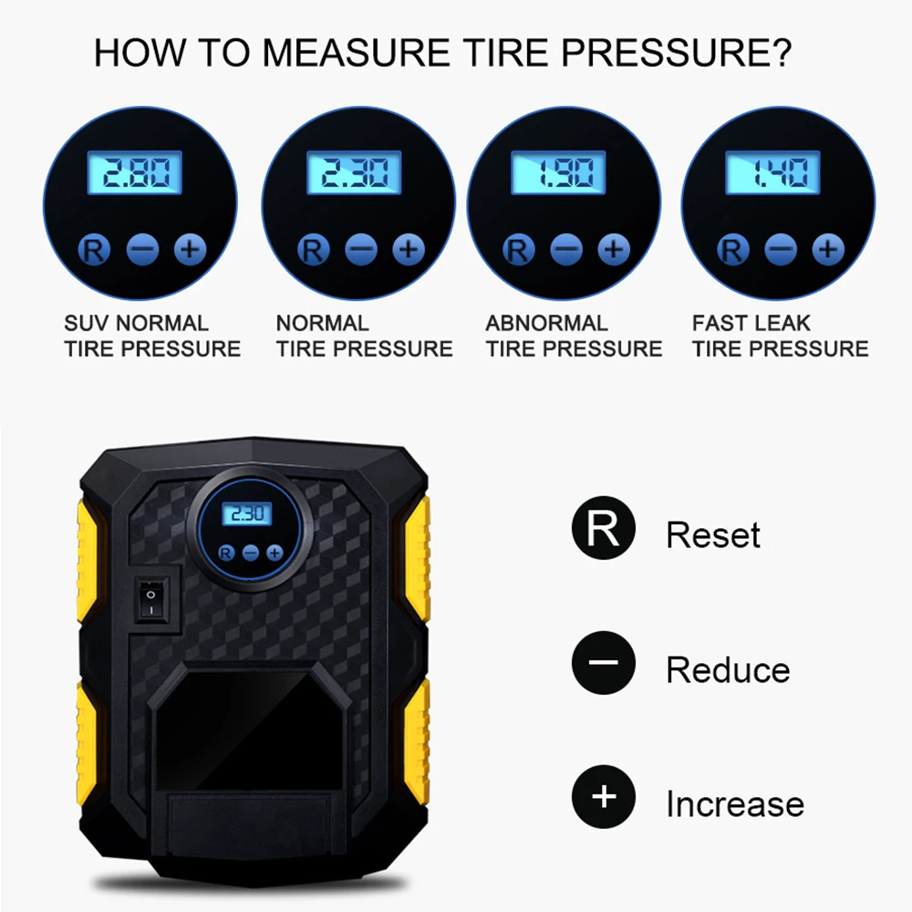 Портативный автомобильный воздушный компрессор цифровой насос для шин 12 В 150 PSI