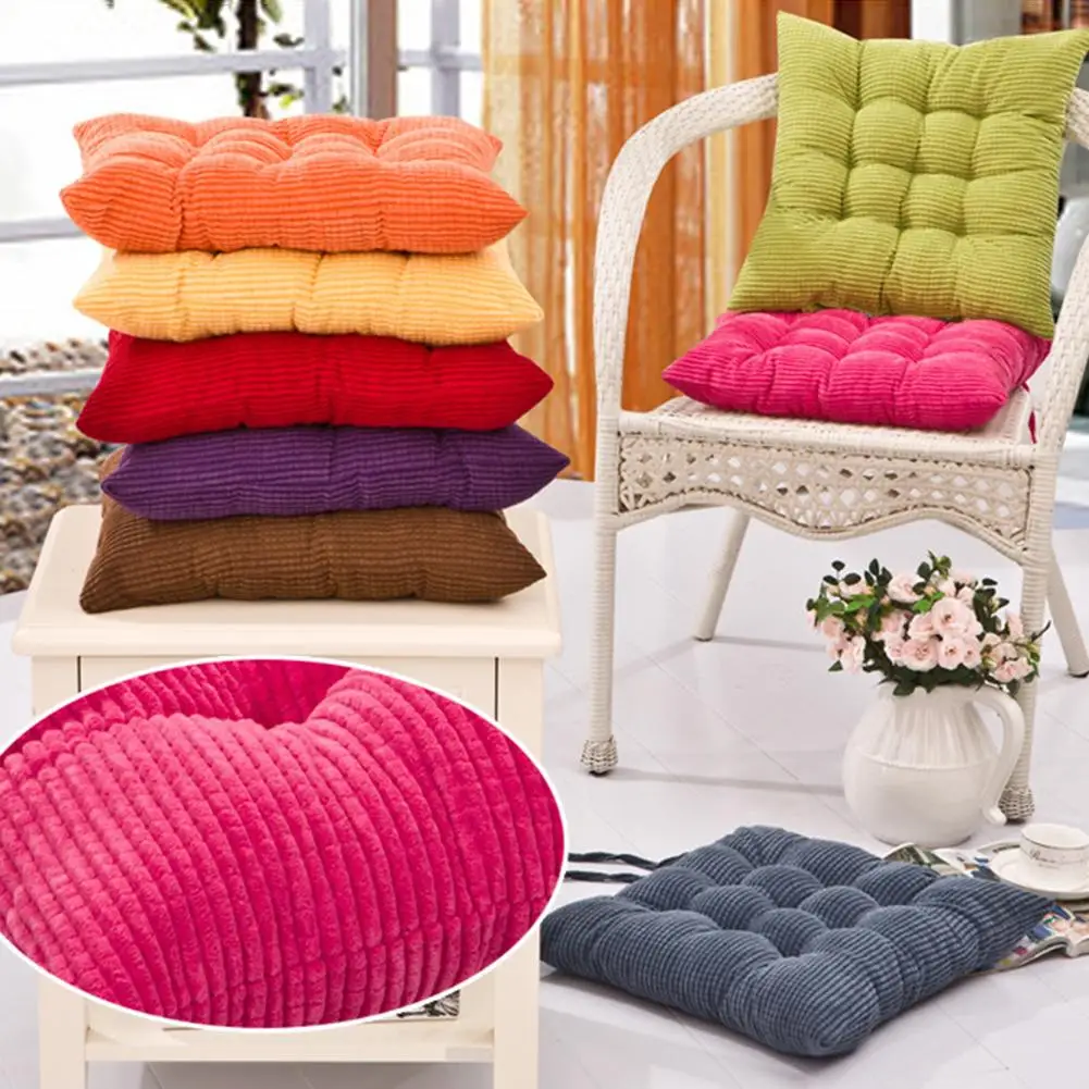 

40x40cm Solid Color Square Soft Thicken Seat Pad Cushion Tie on Chair Home Decor