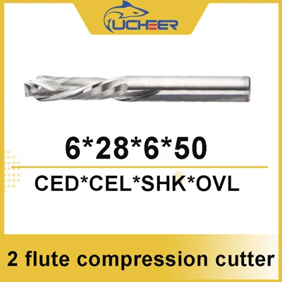 6d-28l UCHEER 2 флейты 3,175/4/5/6/8 мм сжатия фреза ЧПУ Инструмент для обработки МДФ зажим доска для деревообработки - Длина режущей кромки: 6d-28l