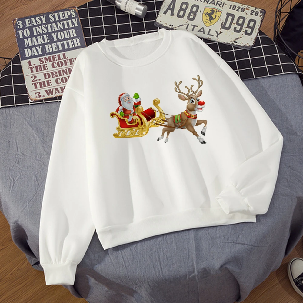 

Exquisite Merry Christmas Long Sleeve Child's Expectations Cartoon Santa Claus Graphic Crewneck Sweatshirt Plus Size Hoodies