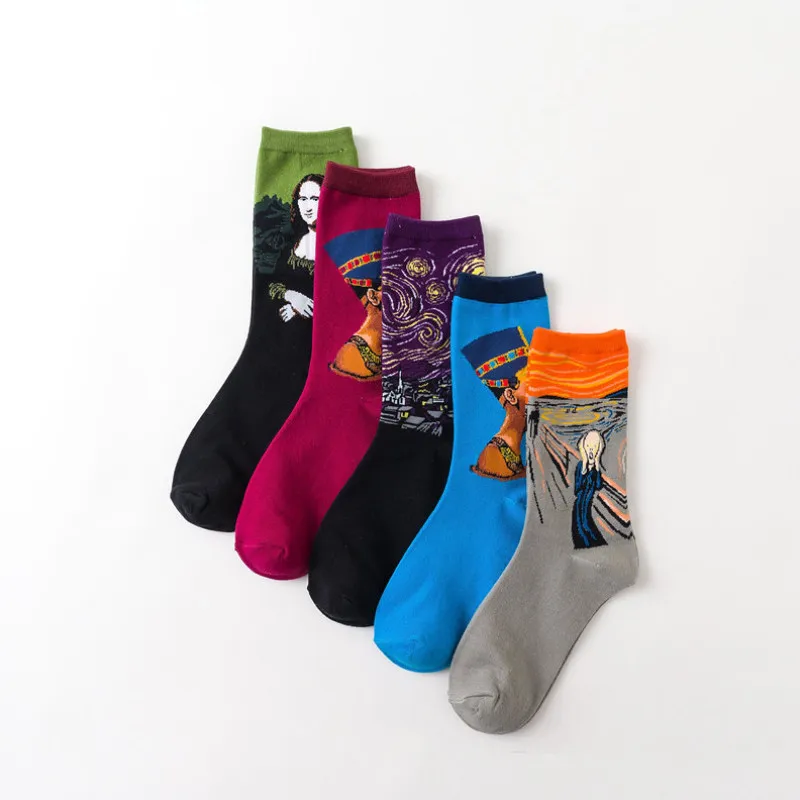 Счастливые носки Ван Гога мужские модные носки с масляной росписью Ретро коллекция художественные носки мужские подарки для мужчин использовать зимой 03