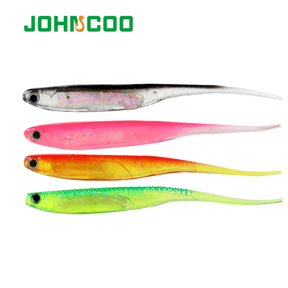 JOHNCOO Soft Bait Rainbow Minnow 5.4G 9.7G T Tail Fishing Lures Artificial  Soft Lures 5pcs
