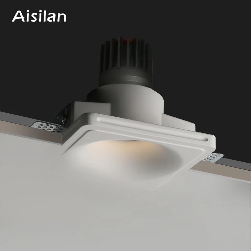 Aisilan led square round borderless recessed downlight embedded gypsum lamp ceiling spotlight for household living room aisle | Лампы и