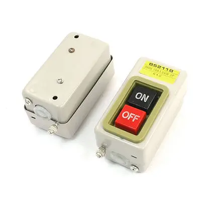 

2pcs NO/OFF 3Phase Self Locking Power Button Switch 380VAC 10A BS-211B