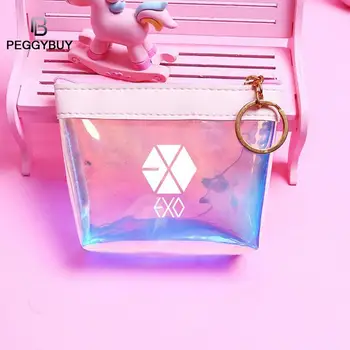 

Transparent Coin Purse Women Wallet Laser PVC Card Pencil Cosmetic Money Clutch Bag Wallet Mini Card Bag Key Chain Dropshipping