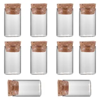

10PCS 20ML Cork Stopper Glass Bottle Transparent Cordycep Bottle Wishing Bottle Kitchen Tool Storage Bottle