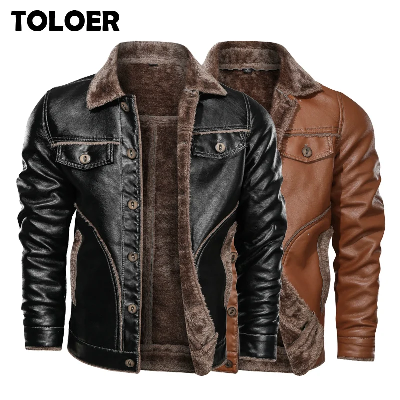 Jacket Velvet Motorcycle Military Winter Casual Coat Men Fleece Mens Plus M-8XL Large-Size
