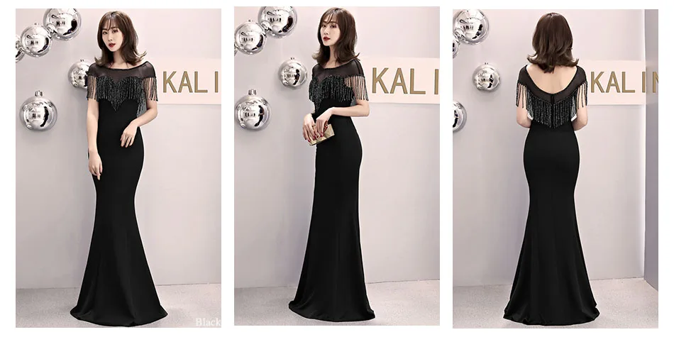 Платье русалки с коротким рукавом Robe De Soiree DX309-1 o-образным вырезом размера плюс элегантные вечерние платья бордовые вечерние платья в пол