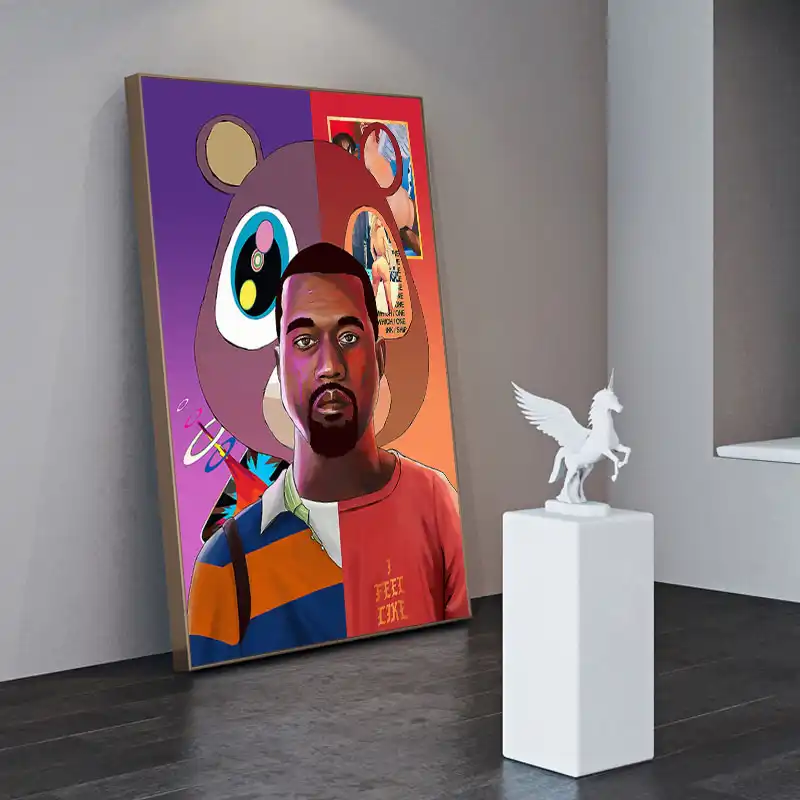 Hip Hop Rapper Kanye West Poster Abstract Figure Wall Art Canvas Painting Modern Wall Pictures For Living Room Home Decor Painting Calligraphy Aliexpress