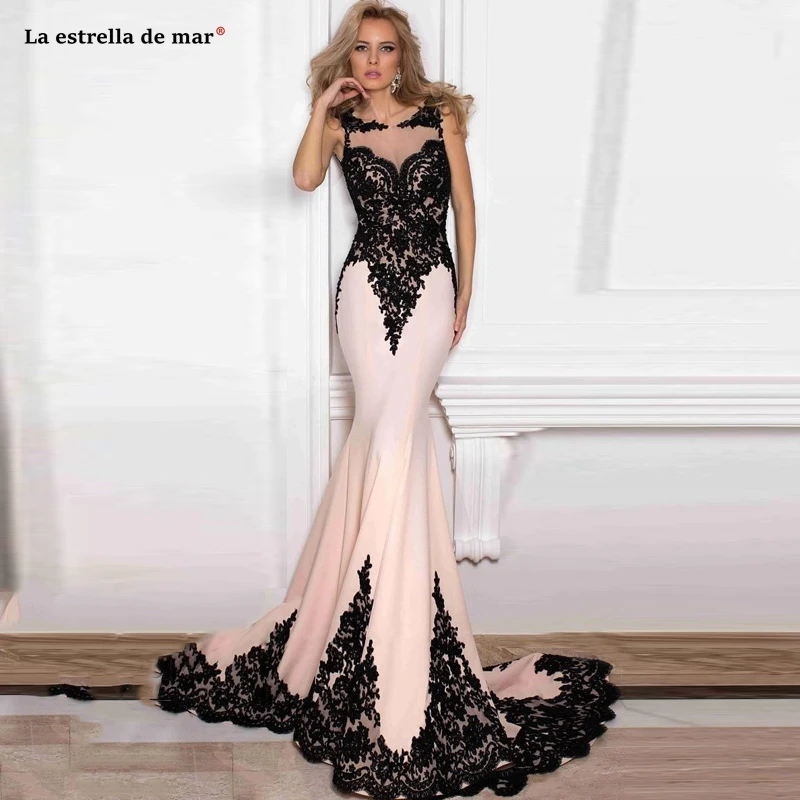 Vestidos elegantes2020 Новое Кружевное сексуальное платье-Русалка Черное вечернее платье цвета шампанского со шлейфом sukienki wieczorowe платье для выпускного вечера