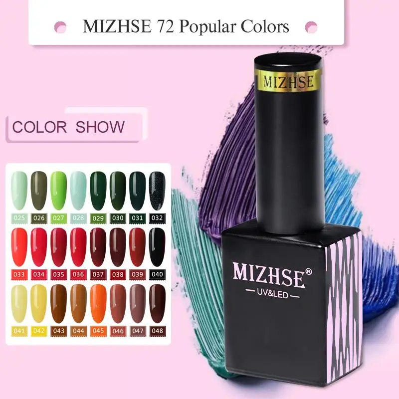 

MIZHSE 15ML UV Color Nail Polish Soak Off Enamel Gel Polish UV Gel For Nail Art Varnish Pink Glitter Shimmer Polish Design