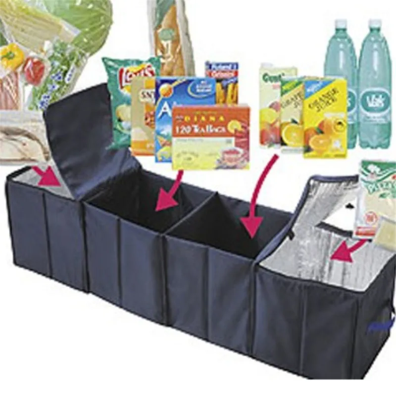 

Huihom 4 Compartments Collapsible Car Trunk Organizer With Insulated Cooler Food Fruit Drink Storage Bag Box