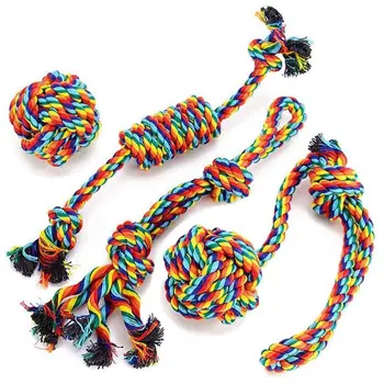 

4Pcs Dog Rope Toys Pet Chew Toy Gift Set Washable Durable Cotton Clean Teeth