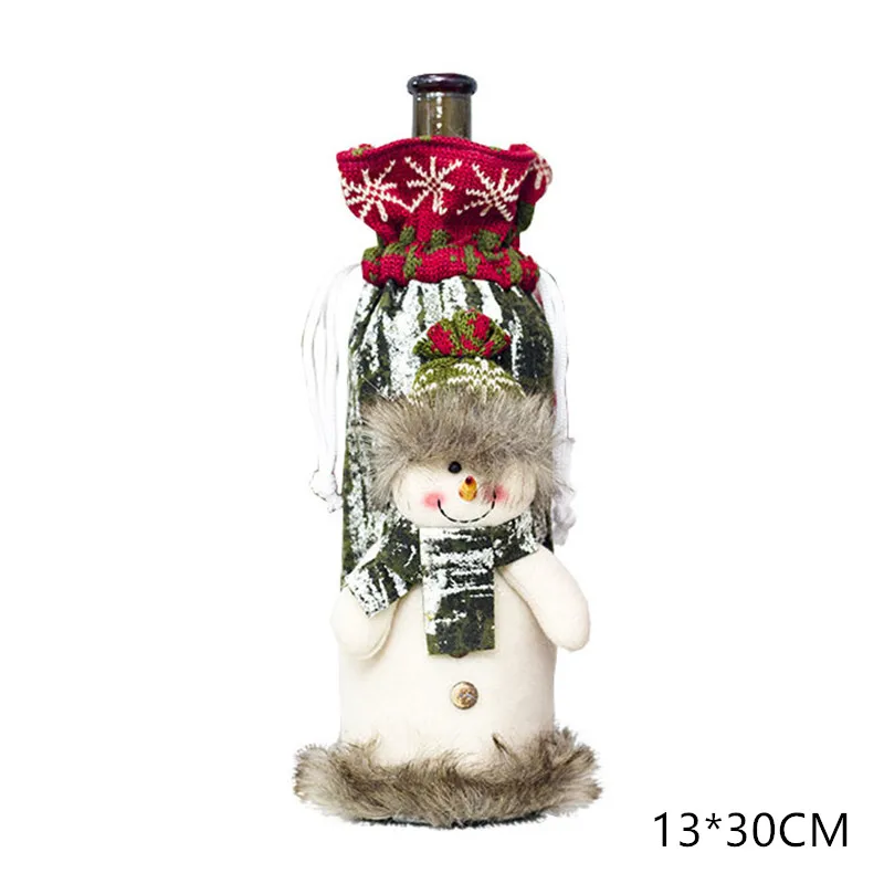 Новогодняя Рождественская бутылка вина Противопыльный чехол Санта-Клаус Noel ужин рождественское настольное украшение украшения для дома подарок - Цвет: Snowman