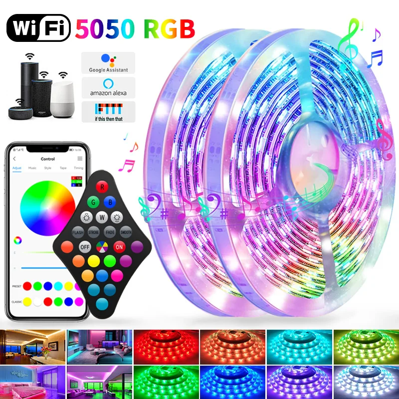 Светодиодная лента RGB 5050/2835 гибкая с Wi-Fi и управлением телефоном светодиодная
