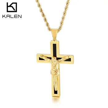 

Kalen Hip Hop Cross Redemption Pendant Stainless Steel Men's Charm Necklace Jewelry