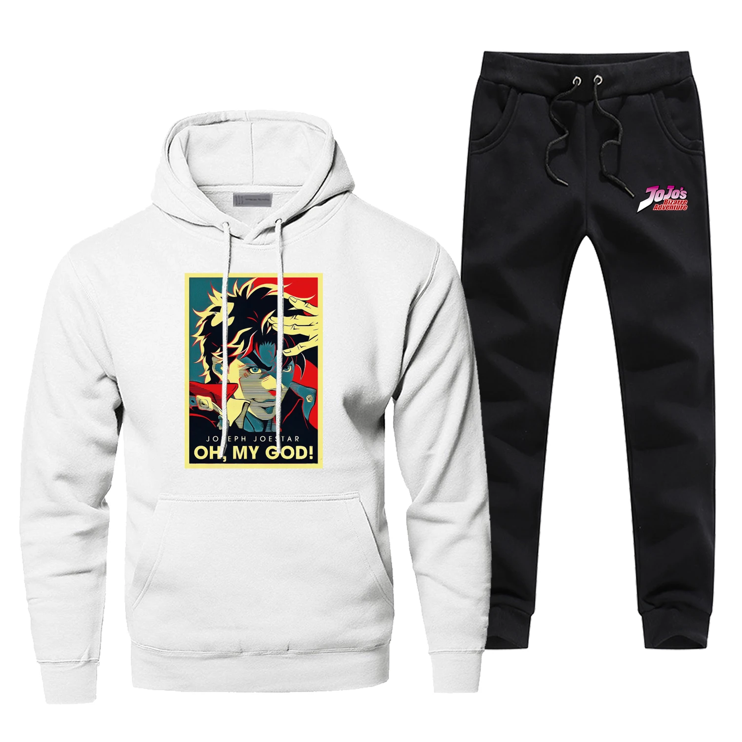 Jojo's Bizarre Adventure Print Men's Sets Oh My God Joseph Joestar Stand Power Hoodies Set Japan Anime Harajuku Pants Sweatshirt Jojo's Bizarre Adventure Print Men's Sets Oh My God Joseph Joestar Stand Power Hoodies Set Japan Anime Harajuku Pants Sweatshirt