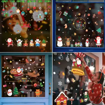 

Merry Christmas Wall Stickers Fashion Santa Claus Window Room Decoration PVC Vinyl New Year Home Decor Removable
