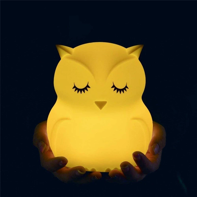 

Night Light Cute Animal Silicone Baby with Touch Sensor Remote control Rechargeable Color Changing Owl Lamp