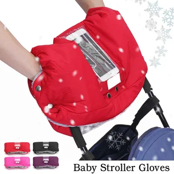 

Winter Warme Stroller Gloves Kids Pushchair Hand Muff Waterproof Pram Accessory Outdoor Glove With Touch Screen Phone Pocket