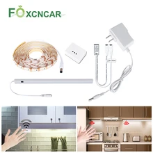 Светодиодный светильник с регулируемой яркостью, водонепроницаемый светильник для кухни под шкаф, ручной переключатель, боковая лампа с датчиком движения, ночной Светильник для шкафа