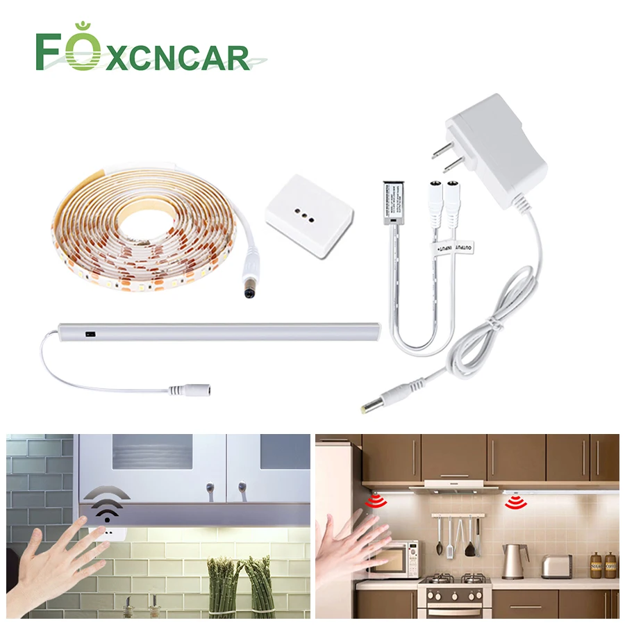 Best Dimmable LED Strip Light Waterproof Kitchen Under Cabinet Light Sweep Hand Switch Bed Side Lamp Motion Sensor Closet Night Light