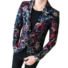 Мужской костюм/блейзер с цветочным принтом, вечерние, свадебные, модные, трендовые костюмы, мужской сценический костюм, певица, тонкая куртка S-3XL