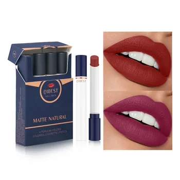 

4Pcs Cigarette Lipstick Set Matte Velvet Foggy Surface Easy To Color Durable Tobacco Tube Makeup Maquiagem Labial