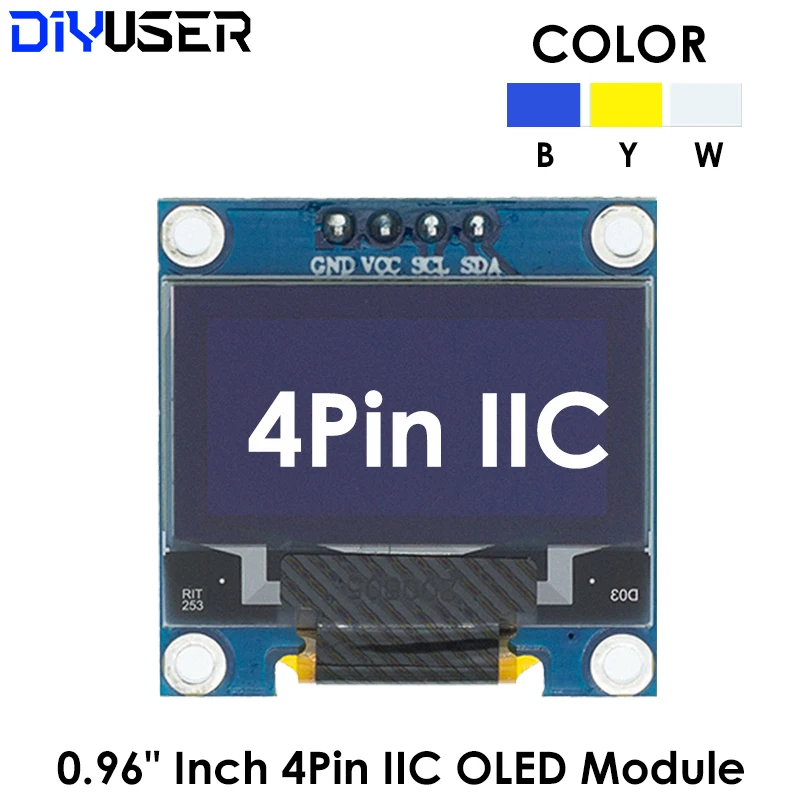 Модуль дисплея OLED IIC 0 96 дюйма последовательный белый/синий/желтый 128X64 I2C SSD1306 12864