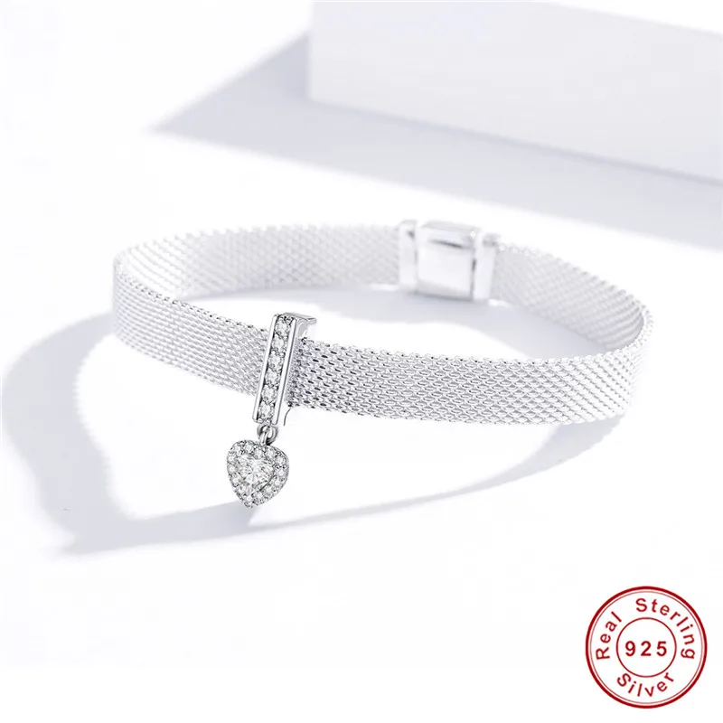 Подходит для браслета Pandora, серебро 925, оригинальные CZ подвески в форме сердца, ключей, сделай сам, S925 белый циркон, милый романтический подарок, бусины для изготовления ювелирных изделий