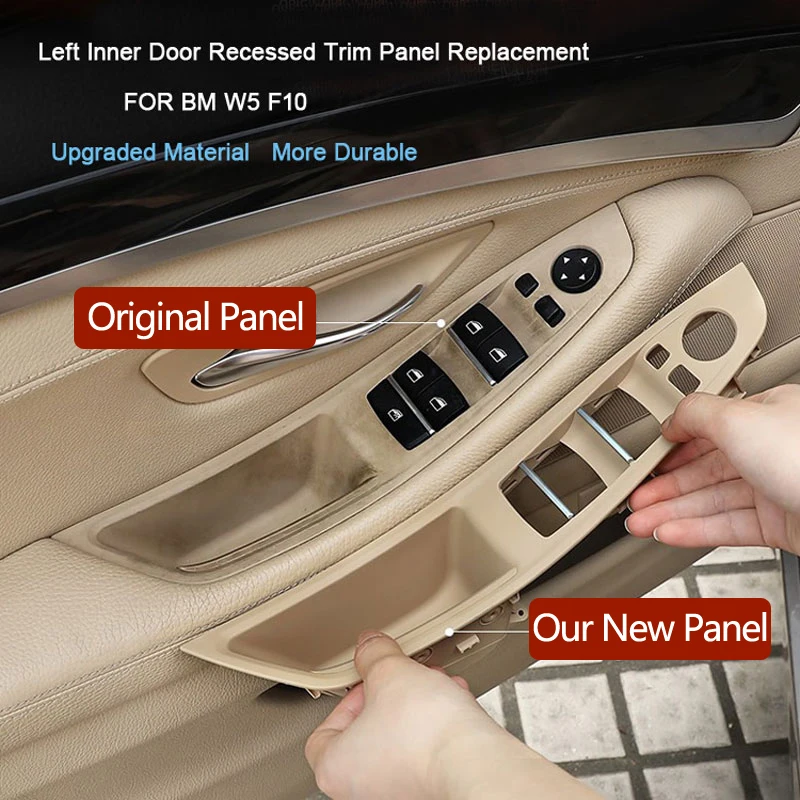 Verbesserte linke Fahrerseite Innentürgriffverkleidung Beige Oyster Black für BMW 5er F10 F11 F18 520i 523i 525i 528i 535i – Detail 3
