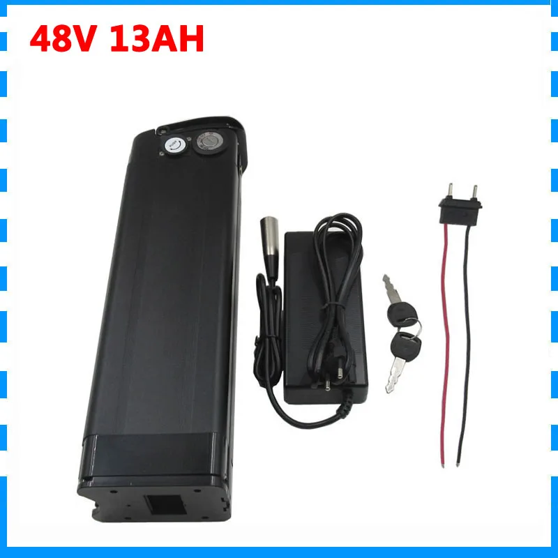 Таможенная пошлина 48v 13ah литий-ионный аккумулятор 48 Вольт аккумулятор с USB разъемом Черный чехол нижний разряд 54,6 V 2A зарядное устройство