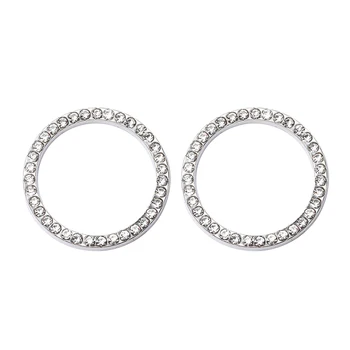 

2pcs/pack Double Layer Accessories Push Start Button Decorative Ring Luxury Bling Car Interior Rhinestone Sticker Ignition