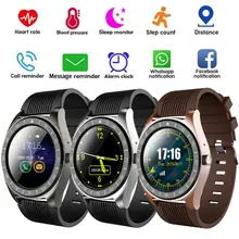 Sport Men Smart Watch v5 sim card android camera rounded Answer Call Dial Call Smartwatch Heart Rate Fitness Tracker