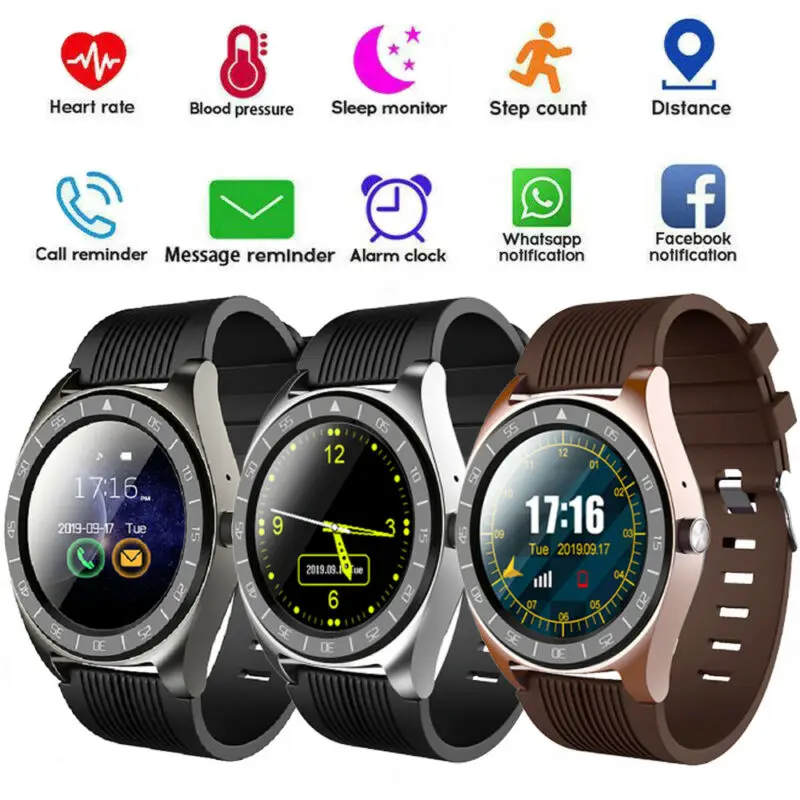 

Sport Men Smart Watch v5 sim card android camera rounded Answer Call Dial Call Smartwatch