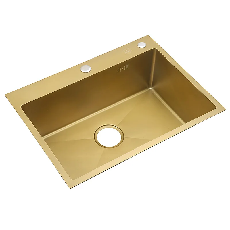 

Gold brushed kitchen sink 50x40cm stainless steel single bowl sink above counter sink send from UK
