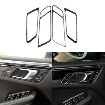 

4pcs Carbon Fiber nterior Door Handle Bowl Frame Cover Stickers For Porsche Macan 2015 2016 2017 2018 Car Accessories