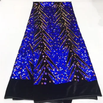 

Blue African Material Beaded Lace Fabric For Wedding Purple Nigerian French Lace Fabric 2019 sequins High Quality Lace Material