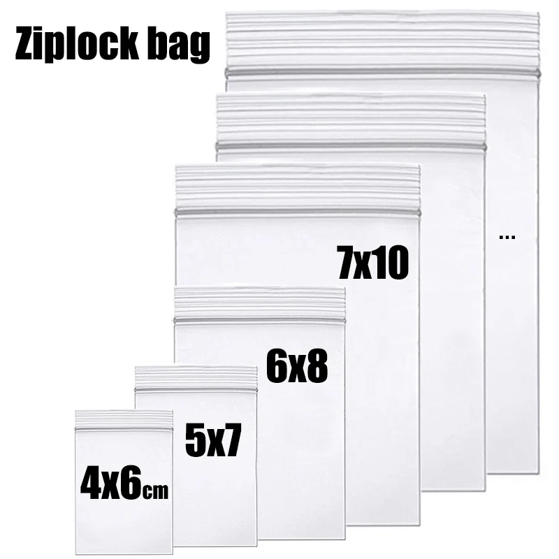 Clear Plastic Zip Bags, 4MIL Heavy Duty Thickness, Reclosable Top Lock,  Small Large Mini Baggies for Jewelry, Beads, Rings Coins Any Quanity