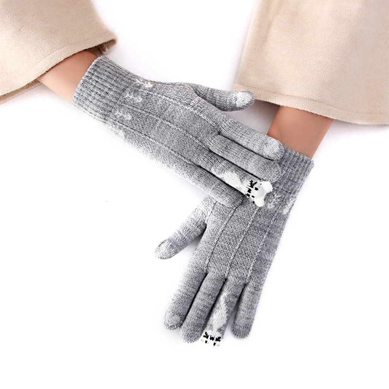 Теплые тянущиеся вязаные варежки Имитация шерсти полный палец Guantes Зимние перчатки для сенсорного экрана для женщин мужчин женщин крючком утолщаются