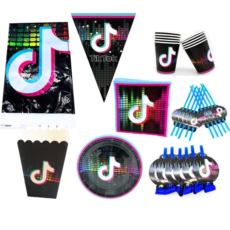 79 шт одноразовый набор посуды Tiktok вечерние украшения принадлежности для дня